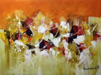 Mashkoor Raza, 36 x 48 Inch, Oil on Canvas, Abstract Painting, AC-MR-133